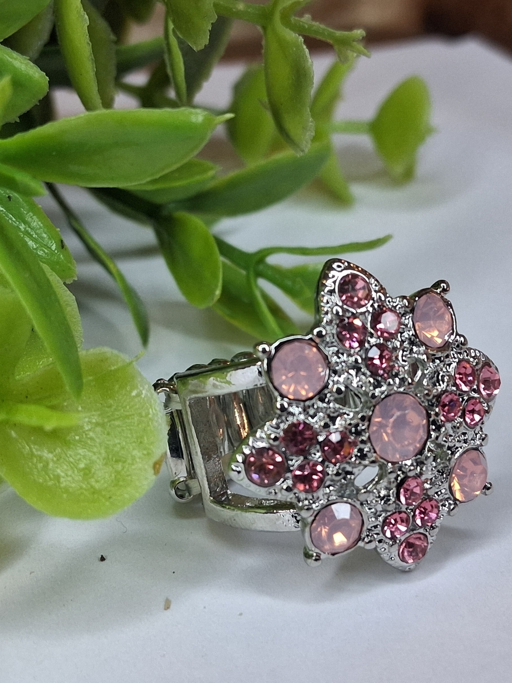 Pink Rhinestone And Opalescent Statement Ring - Picture 2 of 4